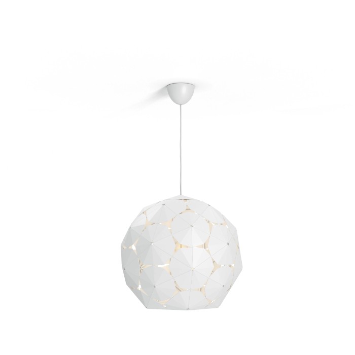 Lampada a sospensione bianca Philips Corkwood con design moderno e sferico.