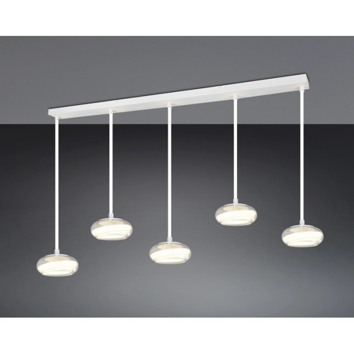 Lampadario a sospensione LED Tarsia 7000lm 4000K L162cm bianco opaco