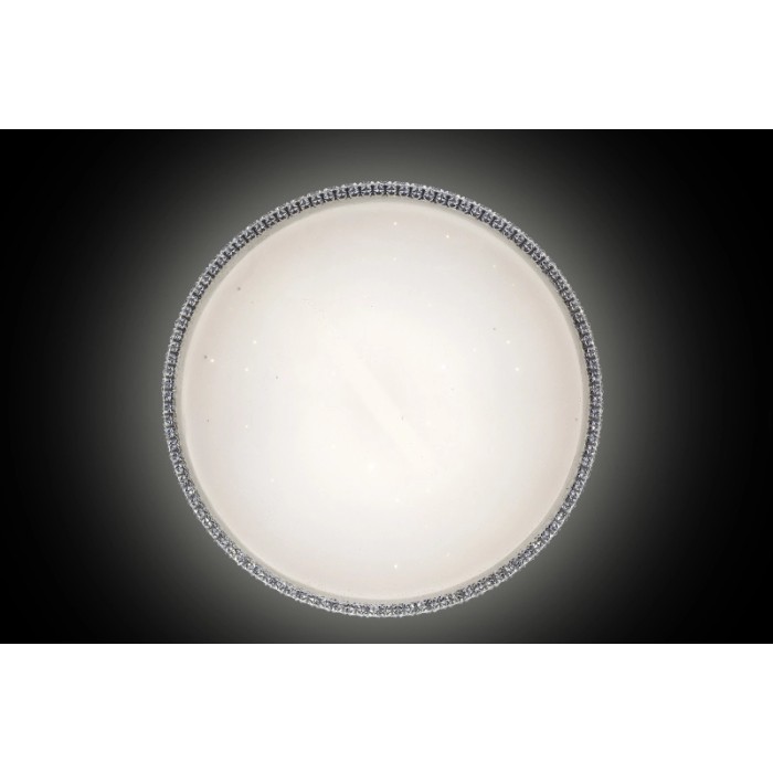 Plafoniera LED rotonda con bordo decorativo.