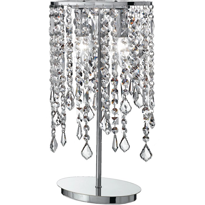 Lampada di design t.b.t. con pendenti in cristallo, struttura cromata.