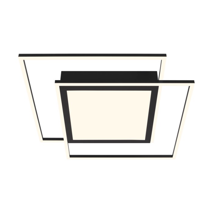 Plafoniera LED moderna t.b.t. con design geometrico in bianco e nero.