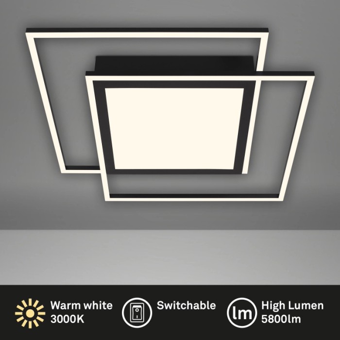 Plafoniere LED moderna con design geometrico per montaggio a soffitto.