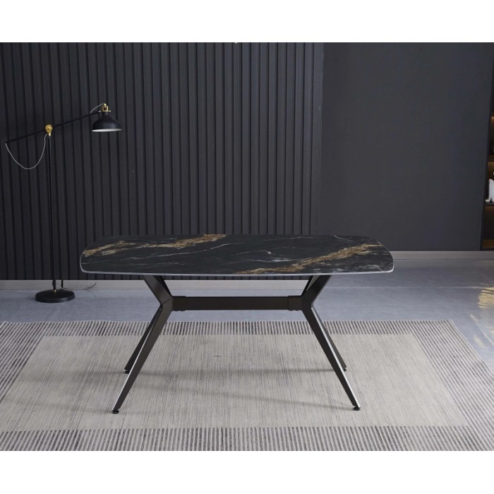 Tavolo da pranzo fisso Callista marmo nero 160x90x76 cm
