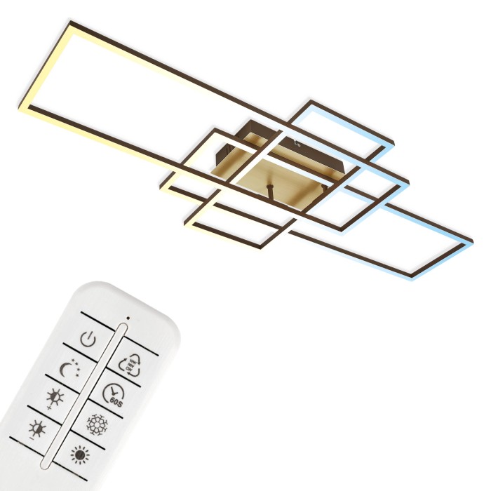 Plafoniera LED Frame dimmerabile marrone con telecomando.