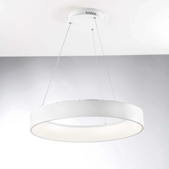 Lampadario a sospensione LED Noah 8000lm 60W CCT 60x10x150 cm bianca