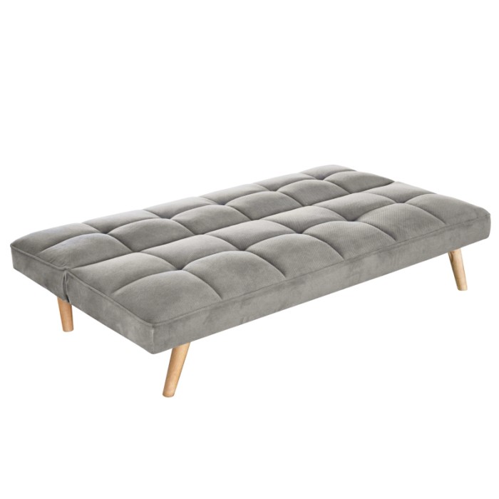 Divano letto in tessuto con struttura e gambe in legno 175x84x73 cm grigio