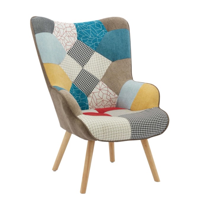 Poltrona da salotto in tessuto in metallo e legno 67x76x97 cm