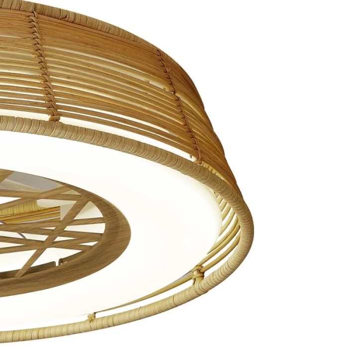 Plafoniera LED moderna t.b.t. con paralume in rattan.