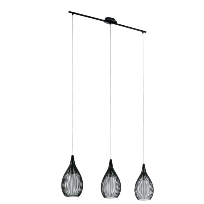 Lampadario a sospensione Eglo Razoni 3 luci L99x190xH110 cm acciaio nero bianco