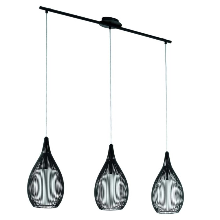Lampadario a sospensione Eglo Razoni 3 luci L99x190xH110 cm acciaio nero bianco