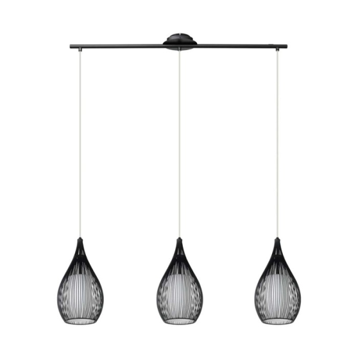 Lampadario a sospensione Eglo Razoni 3 luci L99x190xH110 cm acciaio nero bianco