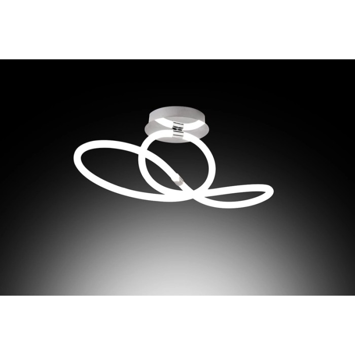 Plafoniera LED moderna t.b.t. con design curvo per montaggio a soffitto.