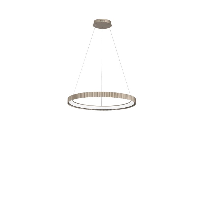 Moderna lampada a sospensione t.b.t. rotonda per interni.
