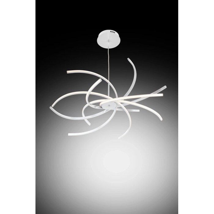 Plafoniere LED moderna t.b.t. con elementi curvi bianchi.