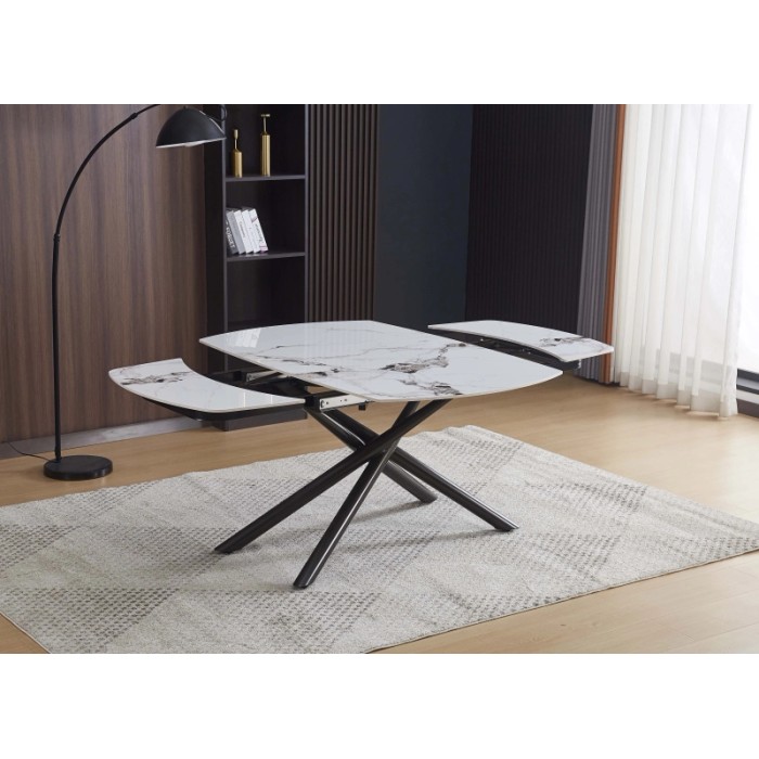 Tavolo allungabile da pranzo Astrid marmo bianco 140x90x76 cm
