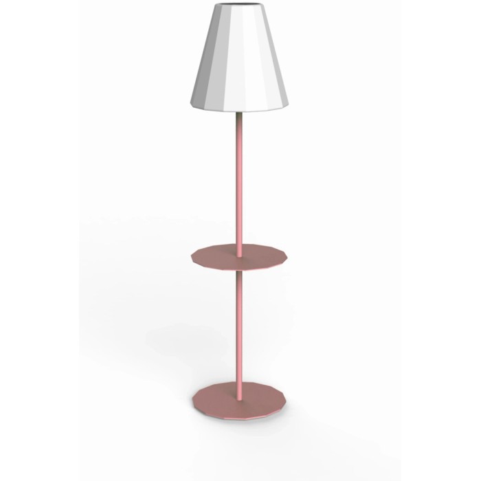 t.b.t. Lampada da esterno con paralume bianco e ripiano rosa. Lampada decorativa da giardino.