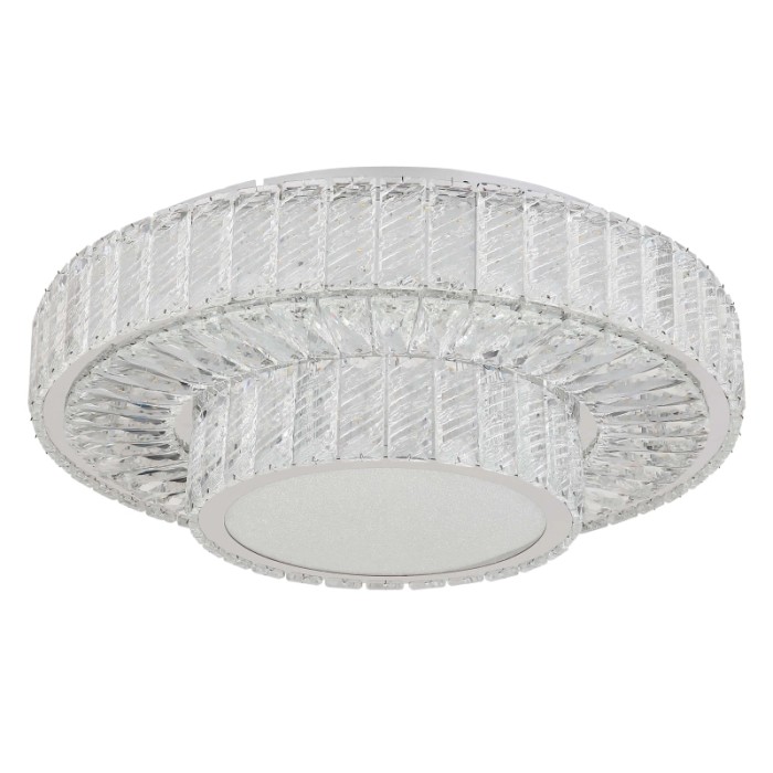Plafoniera LED moderna t.b.t. con elementi decorativi in cristallo.