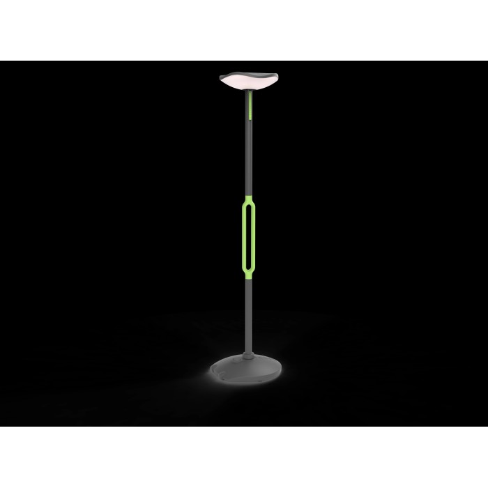 Lampada da terra solare a LED Lutec Poppy, antracite-verde, dimmerabile, con altoparlante Bluetooth.
