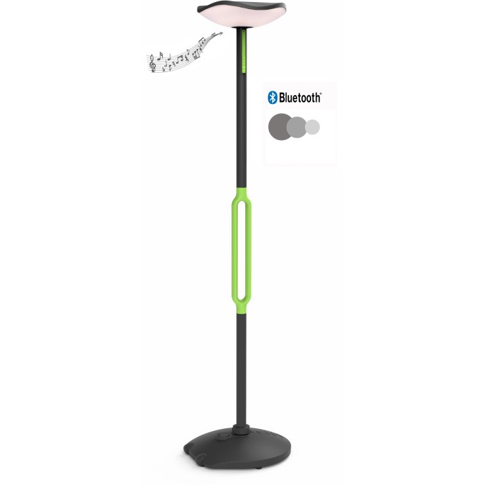 Lutec LED lampada da terra solare Poppy, antracite-verde, dimmerabile e Bluetooth per la musica.
