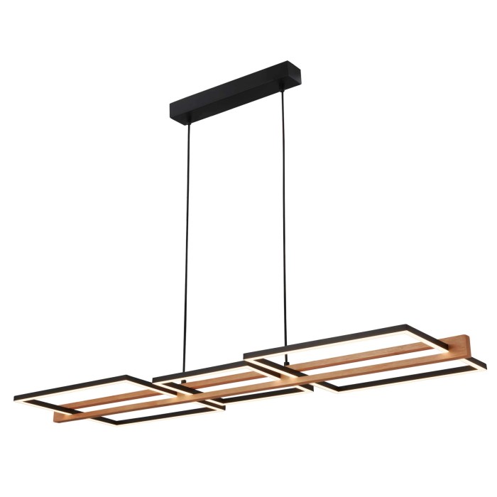 Lampadario a LED Briloner Royk dimmerabile con decoro in legno e luce bianca calda.