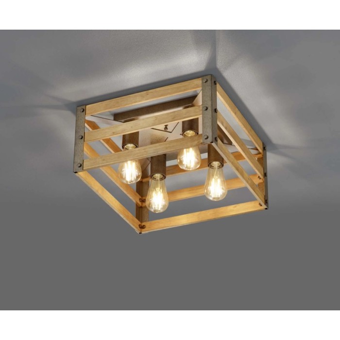 Plafoniere in legno con quattro lampadine