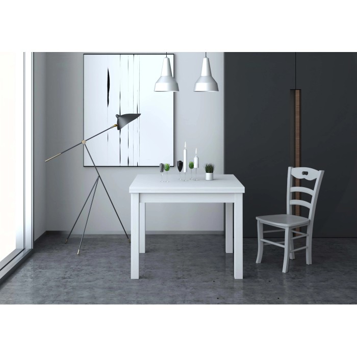 Tavolo raddoppiabile Firenze bianco 90x90 cm
