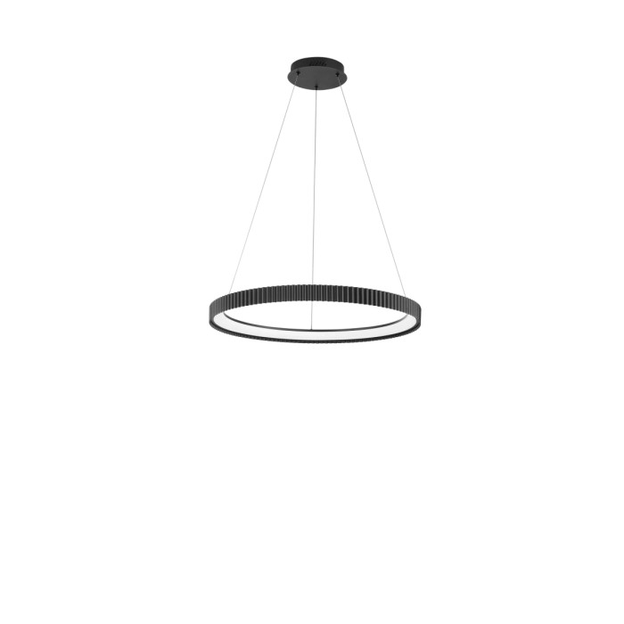 Lampada a sospensione t.b.t. nera e rotonda per interni.