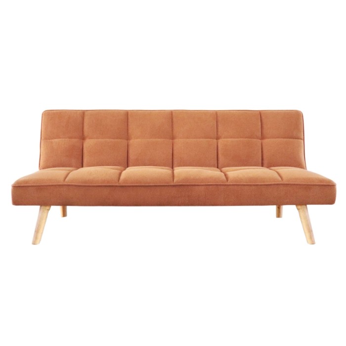 Divano letto in tessuto con struttura e gambe in legno 175x84x73 cm terracotta