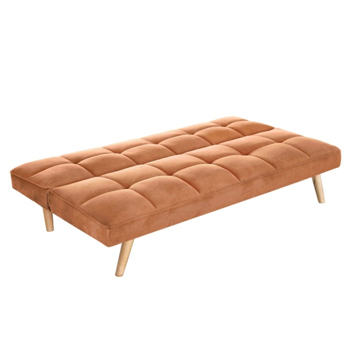 Divano letto in tessuto con struttura e gambe in legno 175x84x73 cm terracotta
