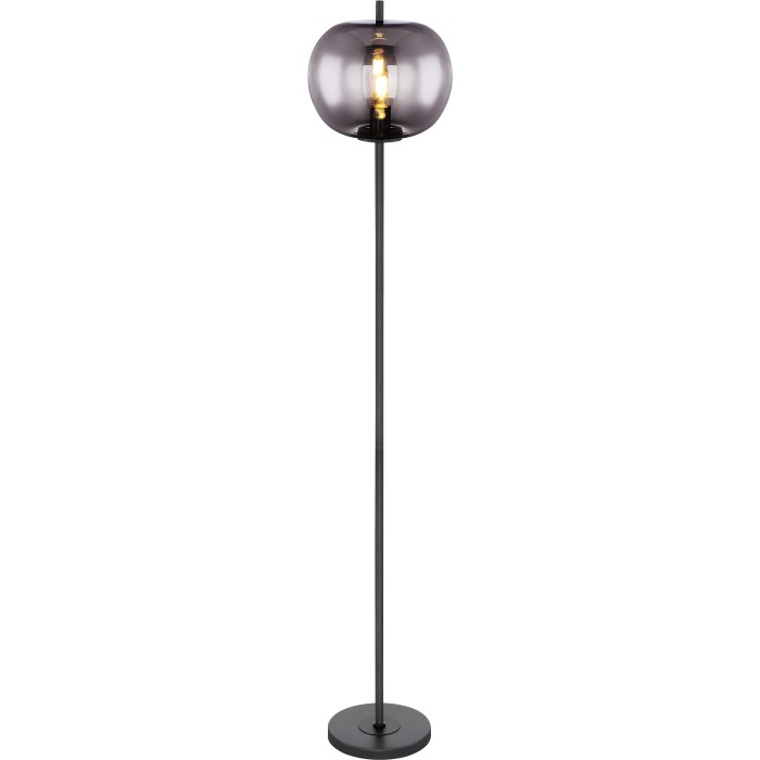 Lampada da terra nera Globo Blacky con vetro fumé per interni.