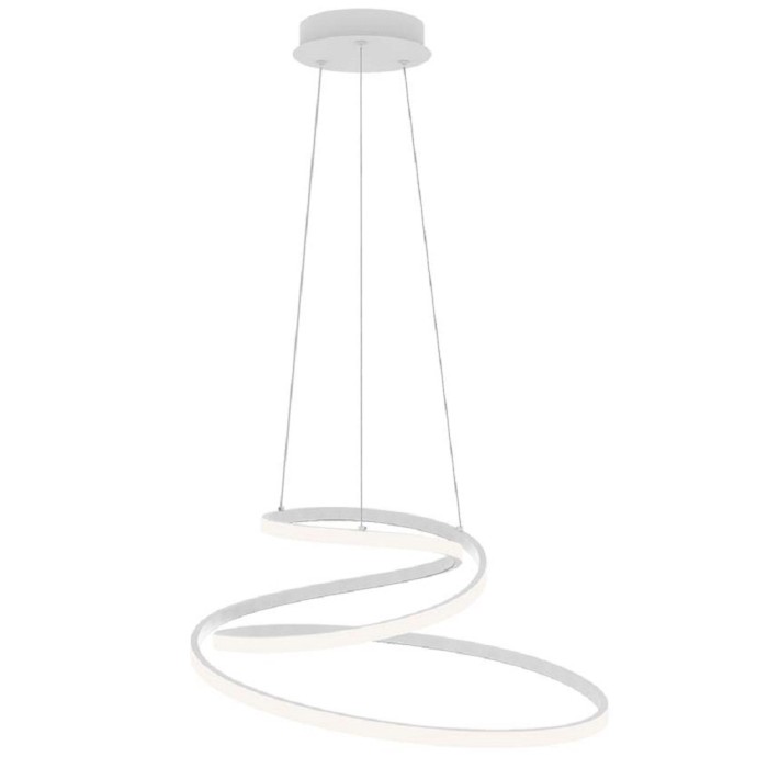 Lampada a sospensione a LED bianca moderna t.b.t. per interni. Elegante spirale.