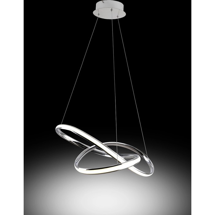 Moderna lampada a sospensione t.b.t. con design curvo per un'illuminazione elegante.