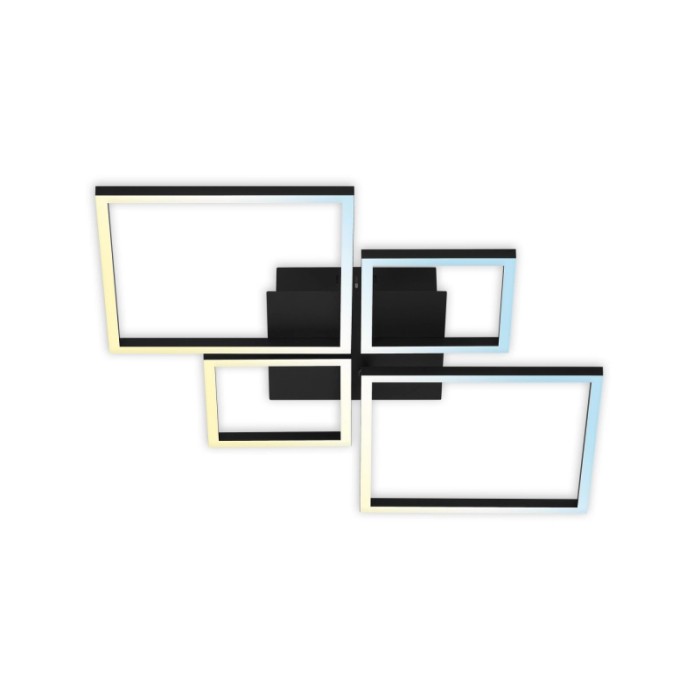 Plafoniera LED moderna con forme geometriche in bianco e nero.