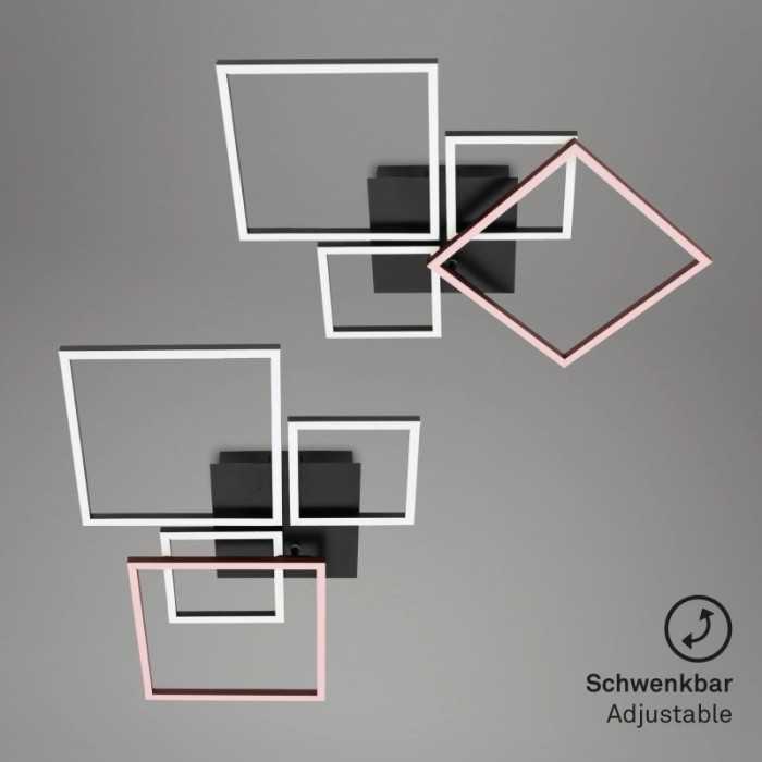 Plafoniera LED moderna con cornici quadrate regolabili in bianco e oro rosa.