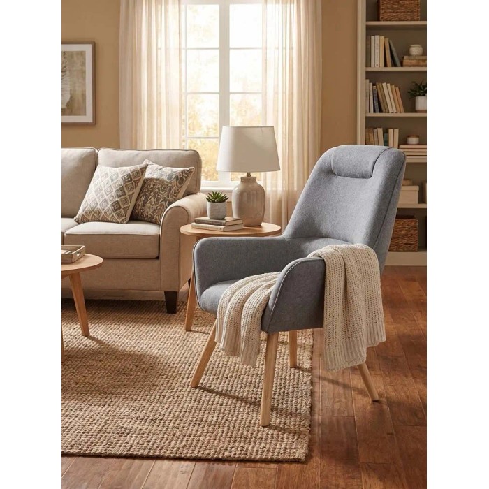 Poltrona in tessuto con braccioli 75x72x85 cm grigio
