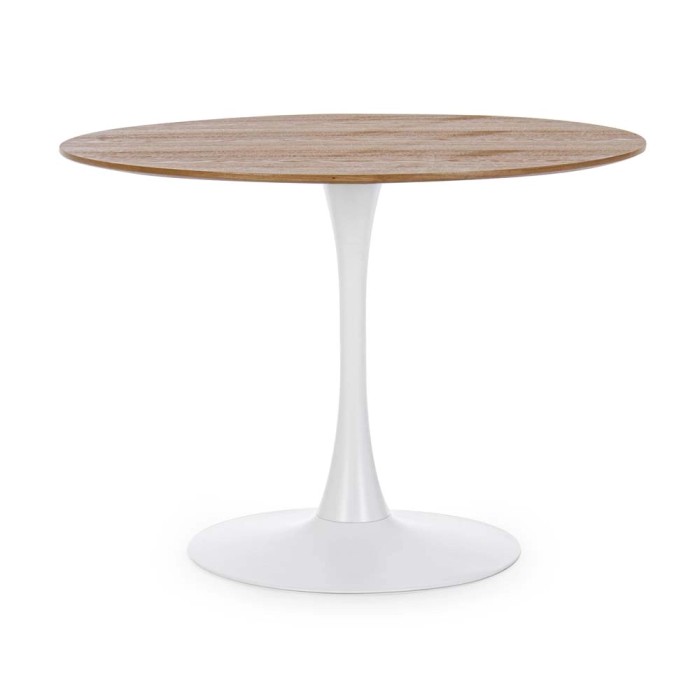 Tavolo ovale con piano in legno e base bianca, categoria "Tavoli bassi".