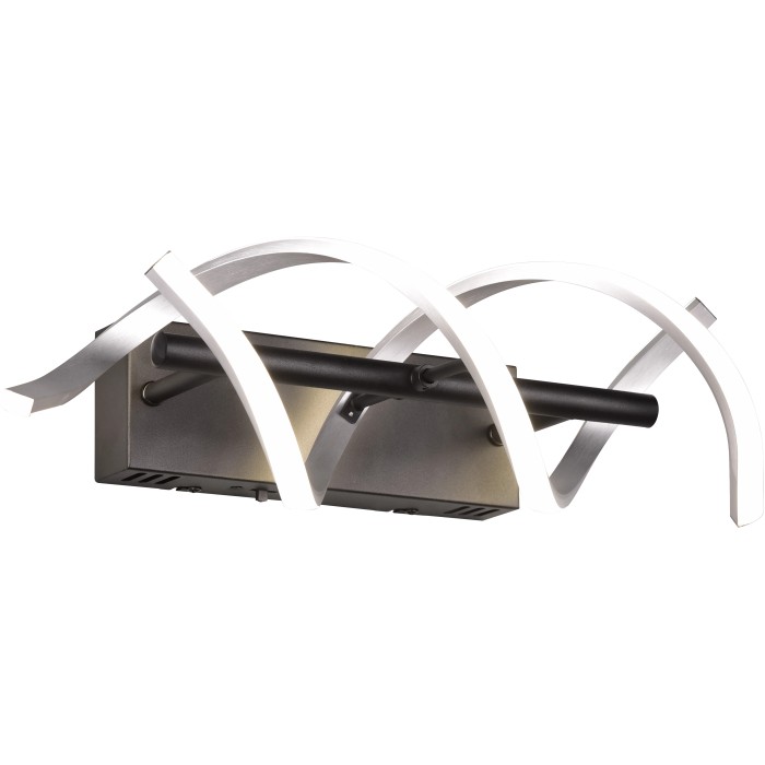 Moderna lampada da parete Trio LED Sequence, alluminio spazzolato, con design curvo.