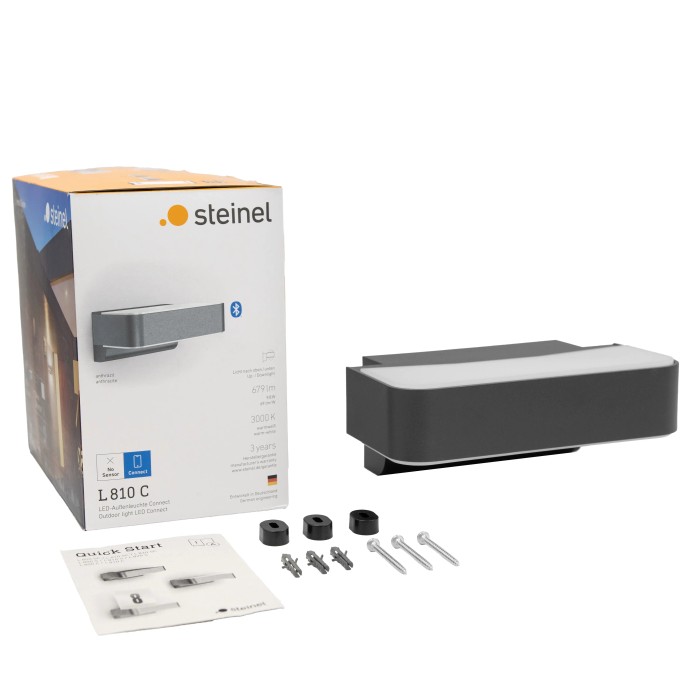 Lampada da esterno a LED Steinel L 810 C antracite, luce up & down, con accessori.