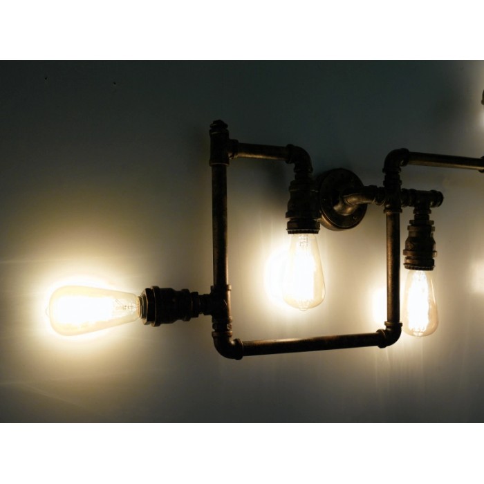 Applique da parete Luce Design Amarcord marrone ruggine, a 5 luci in stile industriale con attacchi E27.