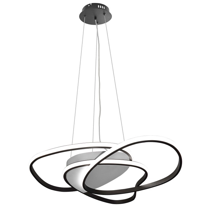 Moderna lampada a sospensione a LED, cornice nera, forma intrecciata, ideale come Sospensioni.