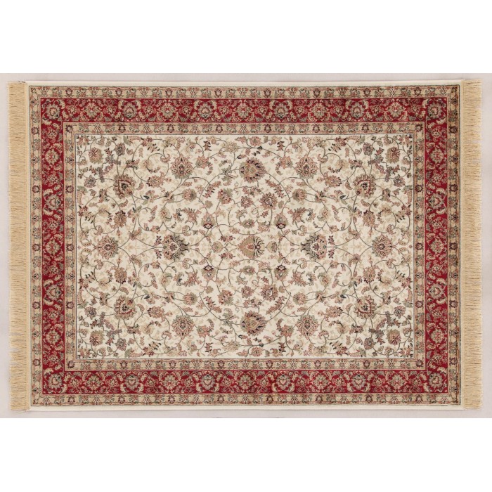 Tappeto moderno con motivo floreale in crema e rosso, t.b.t.