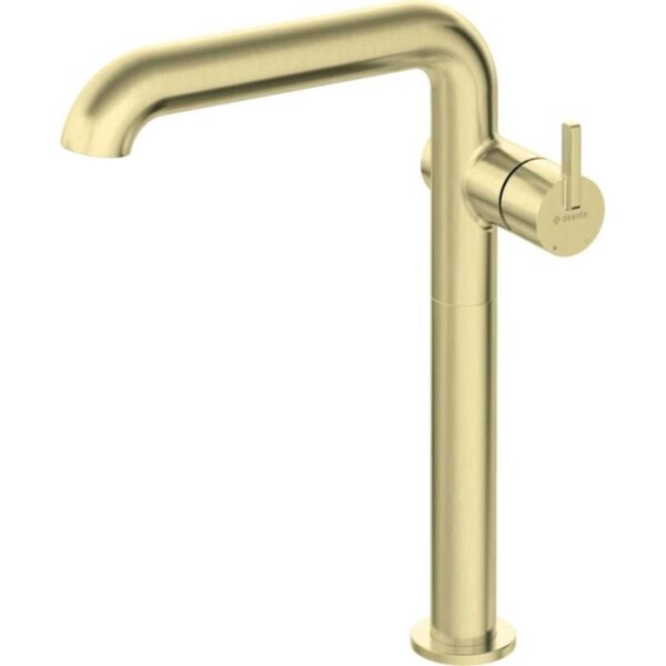 Miscelatore lavabo Limonar alto con bocca rettangolare oro spazzolato