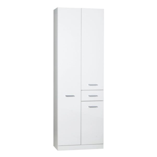 Mobile bagno alto bianco con ante e cassetti, categoria mobili bagno.