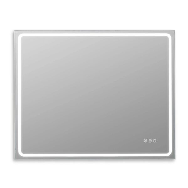 Specchio rettangolare t.b.t. con illuminazione a LED sul bordo.