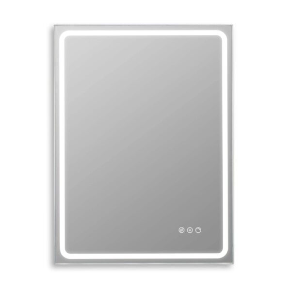 Specchio rettangolare con illuminazione a LED e sensore touch.