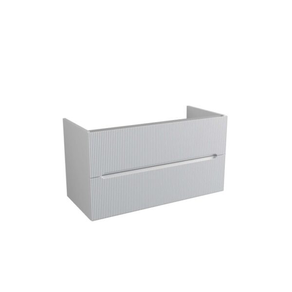 Mobile bagno t.b.t. bianco con superficie scanalata per arredo bagno.