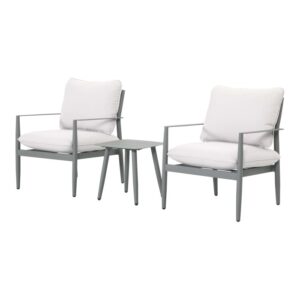 Salotto da balcone Claremont in acciaio e textilene beige 2 posti