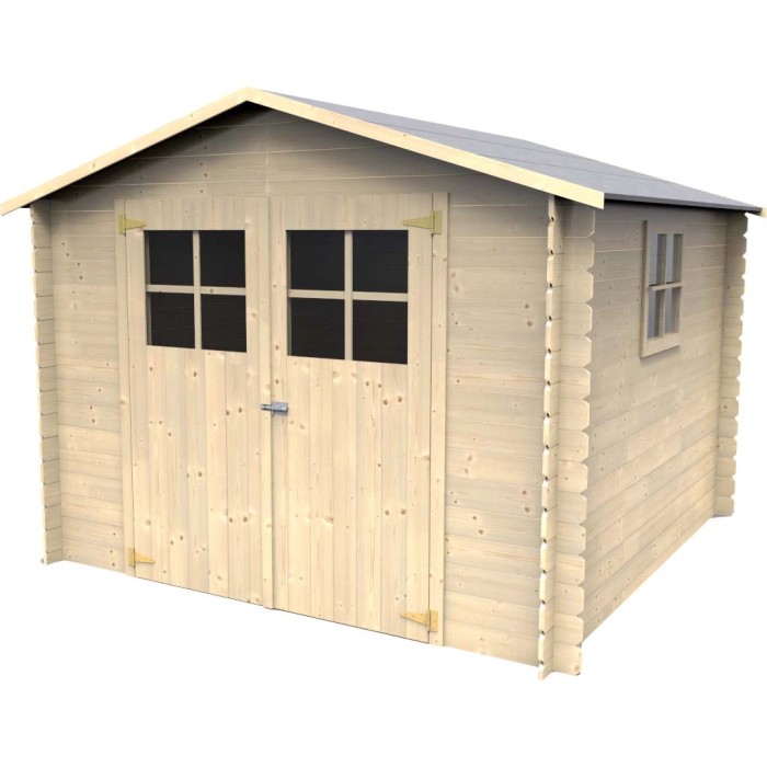 Casetta da giardino in legno naturale Decor et Jardin Mirama, 238x272 cm, con doppia porta e finestra.