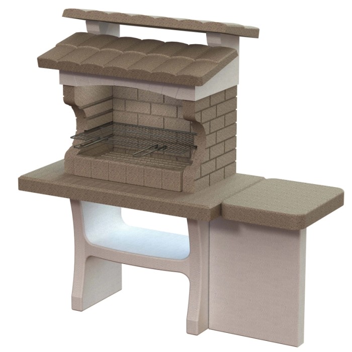 Barbecue in muratura ricostruita Luxor con tavolo laterale griglia 67x40 cm