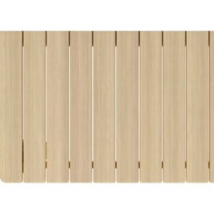 Dettaglio del piano del tavolo da giardino rettangolare Canston in legno di acacia.